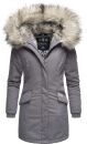 Navahoo Cristal Damen Winterjacke Parka mit Kunstfell B669 Grau Gr.XS