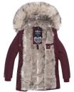 Navahoo Cristal Damen Winterjacke Parka mit Kunstfell B669 Weinrot Gr.S