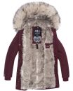 Navahoo Cristal Damen Winterjacke Parka mit Kunstfell B669 Weinrot Gr.L