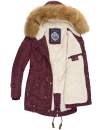 Navahoo warme Damen Winter Jacke mit Teddyfell B399 Weinrot Größe S - Gr. 36