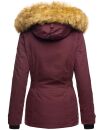 Navahoo warme Damen Winter Jacke mit Kunstfell B392 Weinrot Größe XS - Gr. 34