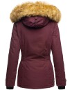 Navahoo warme Damen Winter Jacke mit Kunstfell B392 Weinrot Größe M - Gr. 38