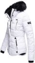 Marikoo warme Damen Winter Jacke gesteppt mit Kunstfell B618 Weiss Größe XS - Gr. 34