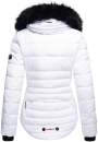 Marikoo warme Damen Winter Jacke gesteppt mit Kunstfell B618 Weiss Größe XS - Gr. 34