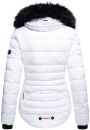Marikoo warme Damen Winter Jacke gesteppt mit Kunstfell B618 Weiss Größe XS - Gr. 34