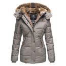Marikoo Nekoo warm gefütterte Damen Winter Jacke mit Kunstfell B658 Grau Größe XS - Gr. 34