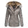 Marikoo Nekoo warm gefütterte Damen Winter Jacke mit Kunstfell B658 Grau Größe XS - Gr. 34