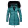 Marikoo Rose Damen Winter Jacke gesteppt lang B647 Ozean Grün schwarzes Fell-Größe S - Gr. 36