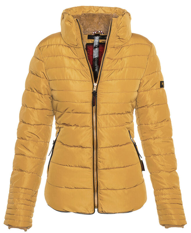 Marikoo Amber Damen Steppjacke Winterjacke B354 Camel ohne Kapuze Größe S - Gr. 36