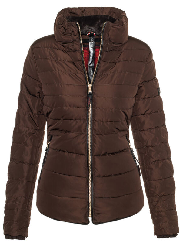Marikoo Amber Damen Steppjacke Winterjacke B354 Schoko ohne Kapuze Größe S - Gr. 36