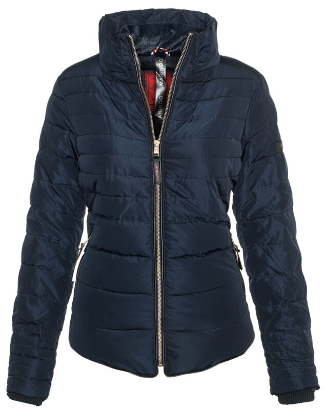 Marikoo Amber Damen Steppjacke Winterjacke B354 Blau ohne Kapuze Größe XS - Gr. 34