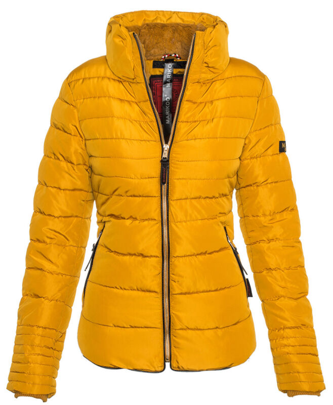 Marikoo Amber Damen Steppjacke Winterjacke B354 Gelb ohne Kapuze Größe XS - Gr. 34