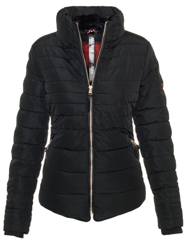 Marikoo Amber Damen Steppjacke Winterjacke B354 Schwarz ohne Kapuze Größe S - Gr. 36