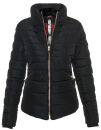 Marikoo Amber Damen Steppjacke Winterjacke B354 Schwarz ohne Kapuze Größe S - Gr. 36