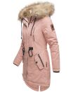 Navahoo warme Damen Winter Jacke lang mit Kunstfell B660 Rosa Größe XS - Gr. 34