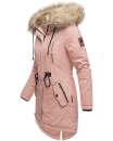 Navahoo warme Damen Winter Jacke lang mit Kunstfell B660 Rosa Größe L - Gr. 40