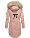 Navahoo warme Damen Winter Jacke lang mit Kunstfell B660 Rosa Größe L - Gr. 40