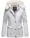 Marikoo Keikoo warme Damen Winter Jacke mit Teddyfell und Kapuze B683 Weiss - Gepunktet Größe M - Gr. 38