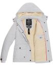 Marikoo Keikoo warme Damen Winter Jacke mit Teddyfell und Kapuze B683 Weiss - Gepunktet Größe M - Gr. 38