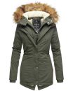 Marikoo Akira warme Damen Winter Jacke mit Kapuze B601 Olive Größe S - Gr. 36
