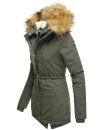 Marikoo Akira warme Damen Winter Jacke mit Kapuze B601 Olive Größe S - Gr. 36