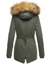 Marikoo Akira warme Damen Winter Jacke mit Kapuze B601 Olive Größe XL - Gr. 42