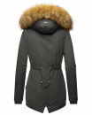 Marikoo Akira warme Damen Winter Jacke mit Kapuze B601 Anthrazit Größe S - Gr. 36