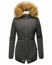 Marikoo Akira warme Damen Winter Jacke mit Kapuze B601 Anthrazit Größe M - Gr. 38