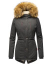 Marikoo Akira warme Damen Winter Jacke mit Kapuze B601 Anthrazit Größe L - Gr. 40