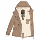 Marikoo Damen Winter Jacke Parka Winterjacke Teddyfell gefüttert B376 Taupe Größe S - Gr. 36