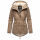 Marikoo Damen Winter Jacke Parka Winterjacke Teddyfell gefüttert B376 Taupe Größe S - Gr. 36