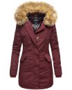 Marikoo Damen Winter Jacke Parka Mantel Winterjacke warm gefüttert B362 Weinrot Größe XS - Gr. 34