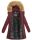 Marikoo Damen Winter Jacke Parka Mantel Winterjacke warm gefüttert B362 Weinrot Größe XS - Gr. 34