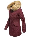 Marikoo Damen Winter Jacke Parka Mantel Winterjacke warm gefüttert B362 Weinrot Größe S - Gr. 36