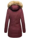 Marikoo Damen Winter Jacke Parka Mantel Winterjacke warm gefüttert B362 Weinrot Größe S - Gr. 36