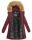 Marikoo Damen Winter Jacke Parka Mantel Winterjacke warm gefüttert B362 Weinrot Größe S - Gr. 36