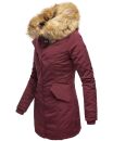 Marikoo Damen Winter Jacke Parka Mantel Winterjacke warm gefüttert B362 Weinrot Größe L - Gr. 40