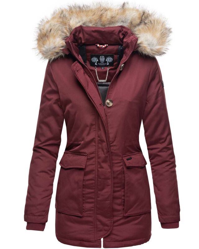 Navahoo Schneeengel Damen Winter Jacke warm gefüttert mit Kapuze B612 Weinrot Größe XS - Gr. 34