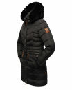 Navahoo Paula Damen Winter Jacke Mantel Parka warm gefütterte Winterjacke B383 Schwarz schwarzes Fell Größe S - Gr. 36