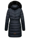 Navahoo Paula Damen Winter Jacke Mantel Parka warm gefütterte Winterjacke B383 Blau schwarzes Fell Größe XS - Gr. 34