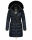 Navahoo Paula Damen Winter Jacke Mantel Parka warm gefütterte Winterjacke B383 Blau schwarzes Fell Größe XS - Gr. 34