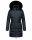 Navahoo Paula Damen Winter Jacke Mantel Parka warm gefütterte Winterjacke B383 Blau schwarzes Fell Größe XS - Gr. 34
