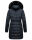 Navahoo Paula Damen Winter Jacke Mantel Parka warm gefütterte Winterjacke B383 Blau schwarzes Fell Größe XS - Gr. 34