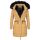 Navahoo Paula Damen Winter Jacke Mantel Parka warm gefütterte Winterjacke B383 Camel schwarzes Fell Größe S - Gr. 36