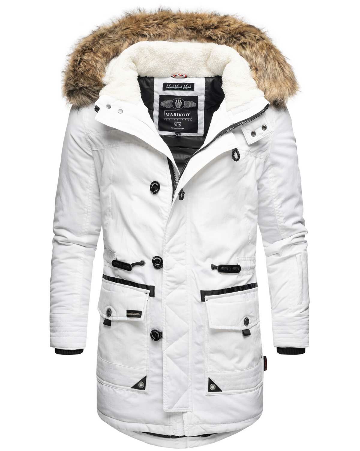 Marikoo Herren Winterjacke Mit Kapuze Und Kunstfell B629 Wei Gr e X marikoo-herren-winterjacke-mit-kapuze-und-kunstfell-b629-wei-gr-e-x