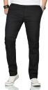 Maurelio Modriano Herren Designer Chino Stoff Hose Regular Slim MM-002 Schwarz W32 L30 - W32/30