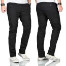 Maurelio Modriano Herren Designer Chino Stoff Hose Regular Slim MM-002 Schwarz W36 L32 - W36/32