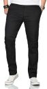 Maurelio Modriano Herren Designer Chino Stoff Hose Regular Slim MM-002 Schwarz W36 L32 - W36/32
