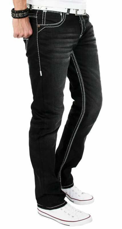 Alessandro Salvarini Herren Designer Jeans mit dicken Zier Nähten AS001