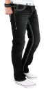Alessandro Salvarini Herren Designer Jeans Hose Schwarz dicke weiße Nähte W32 L34 - 32/34
